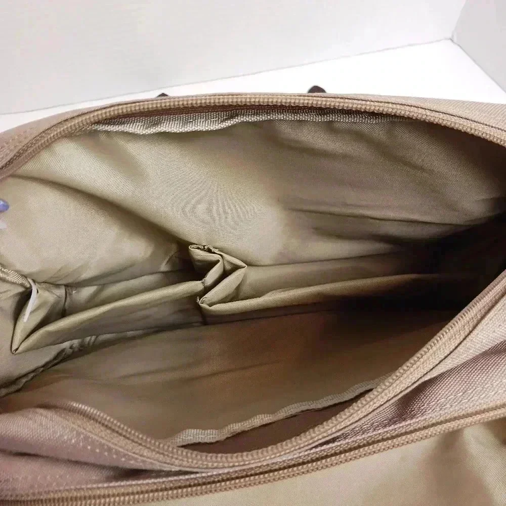 Canon Beige Canvas Brown Leather Carry Shoulder Strap Padded Camera Bag CLEAN